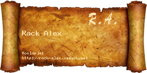 Rack Alex névjegykártya