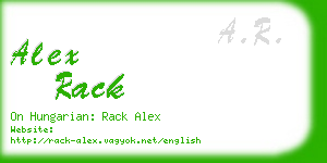 alex rack business card